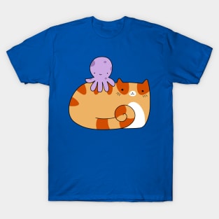 Octopus and Orange Tabby cat T-Shirt